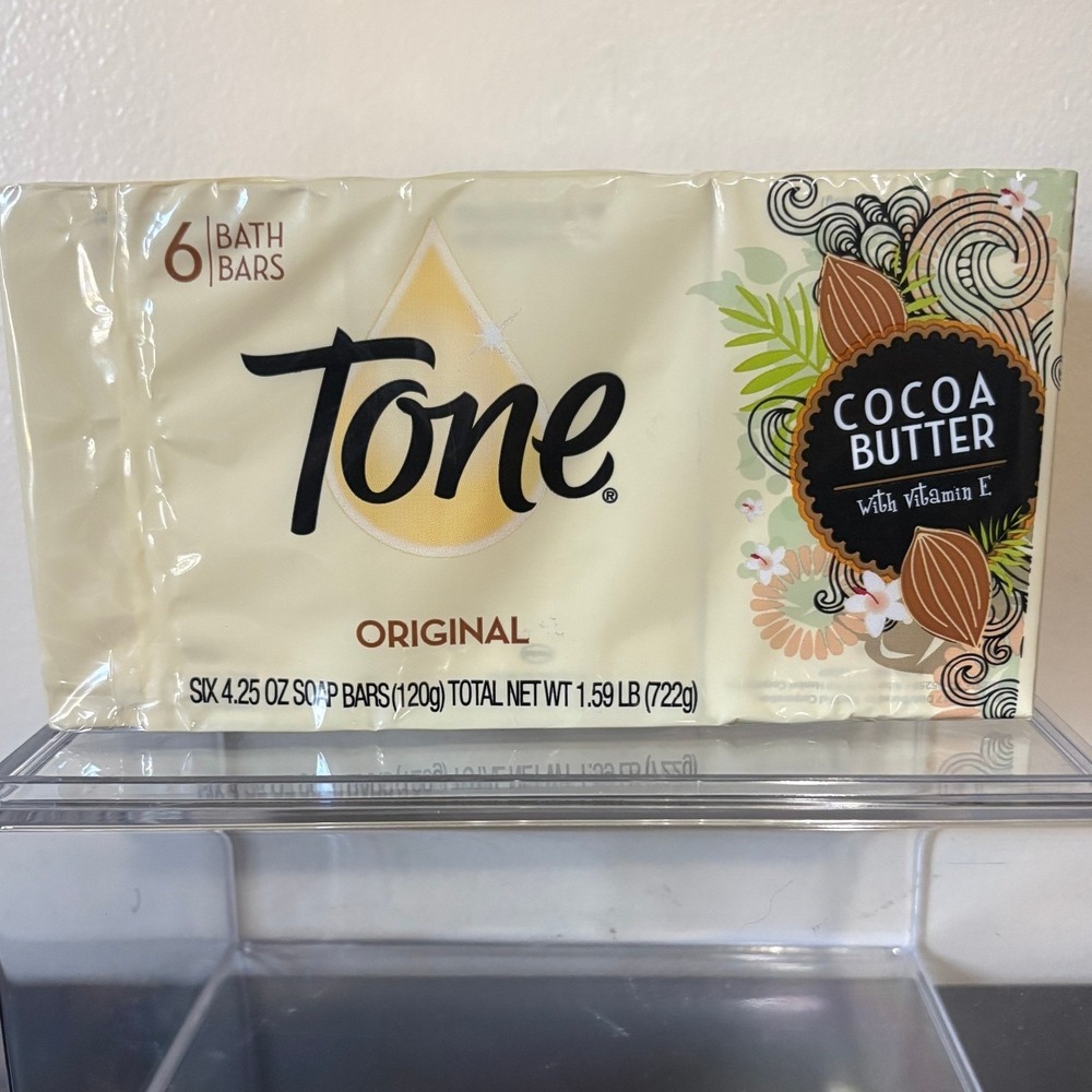 Tone Original Cocoa Butter Bath Bar Soap with Vitamin E 6 Pack 4.25oz Bars NOS
